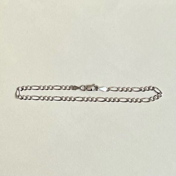 14k real white gold figaro concave bracelet | Birthday Gift | Real Gold … - Picture 5 of 8